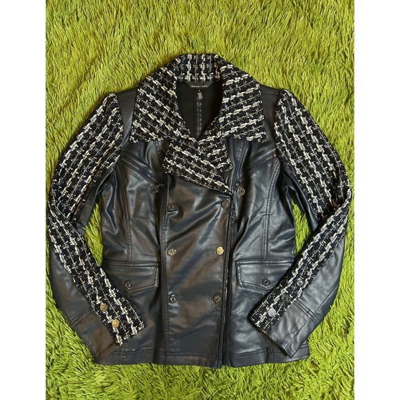 White House Black Market Jackets & Blazers - White House Black Market Jacket Women Size 6 Navy Mixed Tweed Moto Double Breast